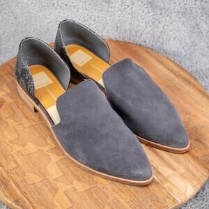 Dolce Vita Flats Kelsa D'orsay Women's Sz 9.5 M Gray Suede Snake Print Slip-On